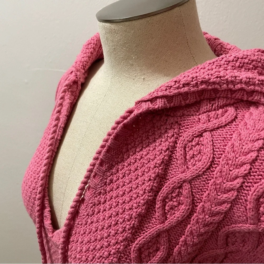 Vintage Polo Ralph Lauren Pink Cable Knit Hooded Sweater - Size Small - EUC 🌟 - Picture 8 of 15